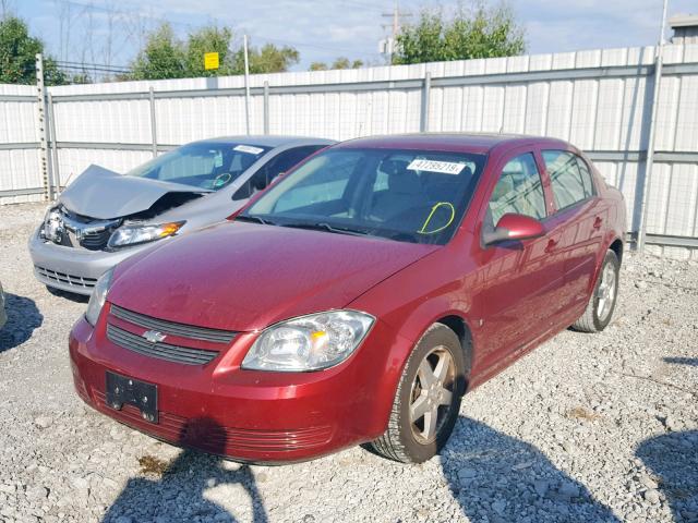 1G1AT58H597186201 - 2009 CHEVROLET COBALT LT RED photo 2