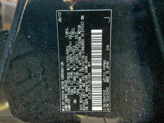 JTLZE4FE7CJ017609 - 2012 TOYOTA SCION XB Қара фото 10