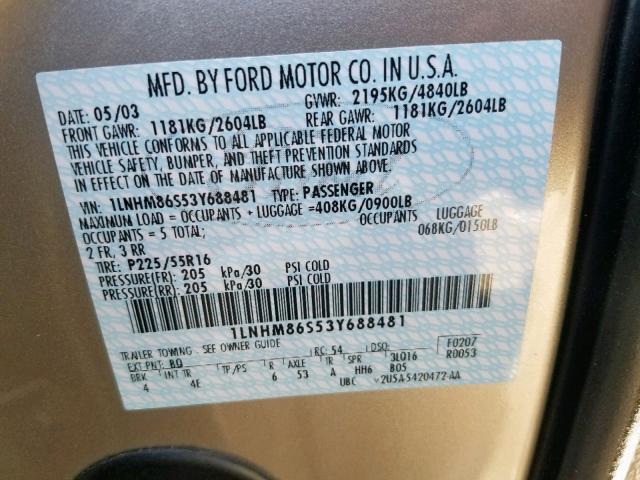 1LNHM86S53Y688481 - 2003 LINCOLN LS 米色 照片 10