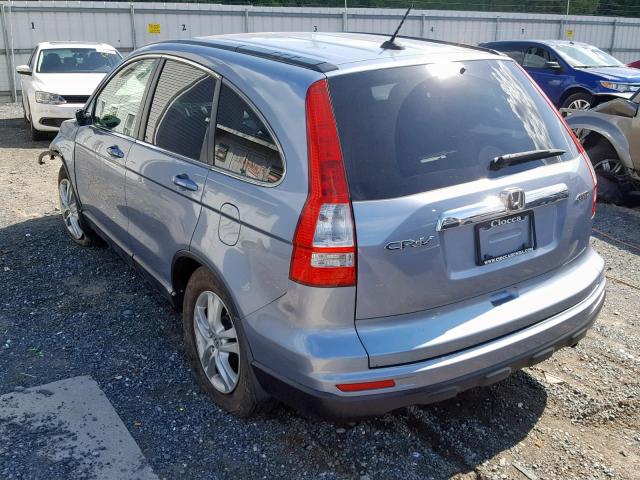 JHLRE4H72BC002919 - 2011 HONDA CR-V EXL BLUE photo 3