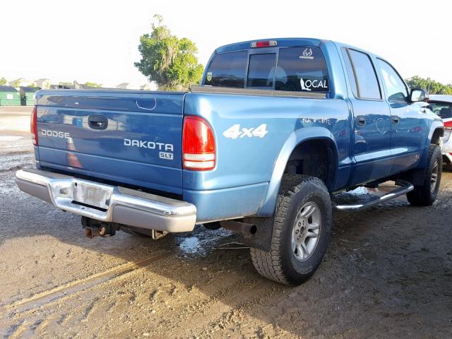 1D7HG48N03S219044 - 2003 DODGE DAKOTA QUA BLUE photo 4