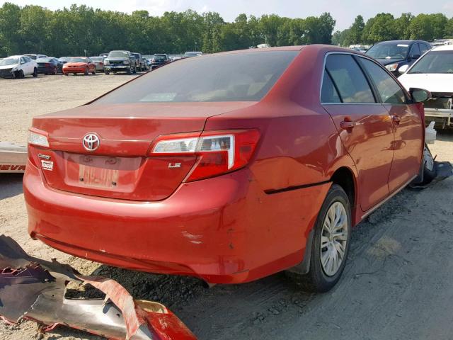 4T4BF1FK3CR211360 - 2012 TOYOTA CAMRY BASE RED photo 4