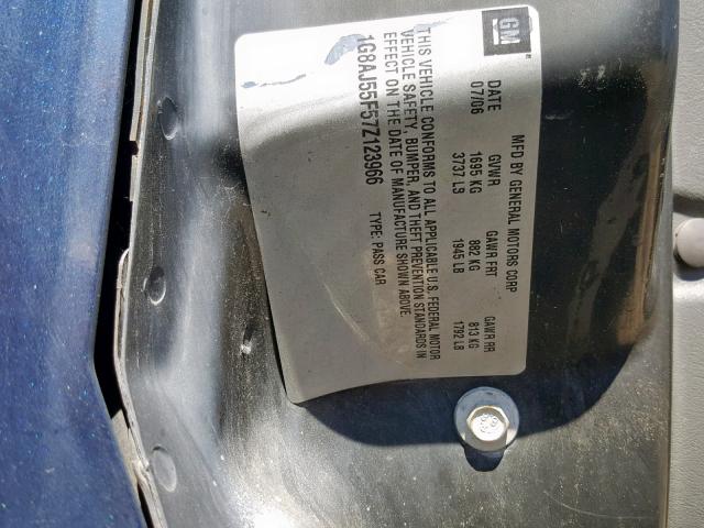1G8AJ55F57Z123966 - 2007 SATURN ION LEVEL BLUE photo 10
