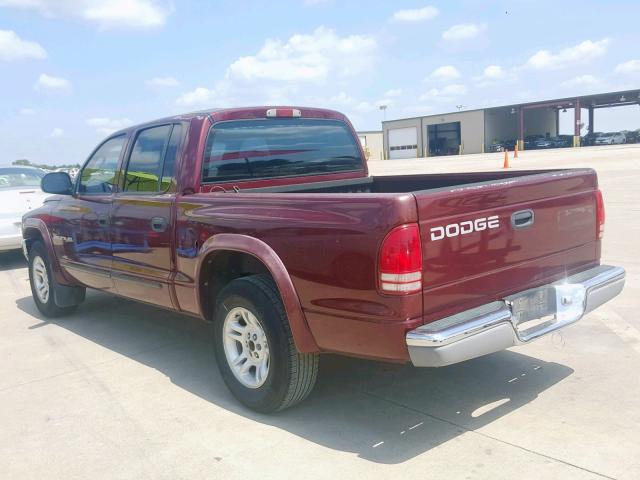 1B7HL48N52S590222 - 2002 DODGE DAKOTA QUA MAROON photo 3