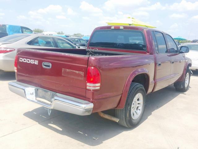 1B7HL48N52S590222 - 2002 DODGE DAKOTA QUA MAROON photo 4