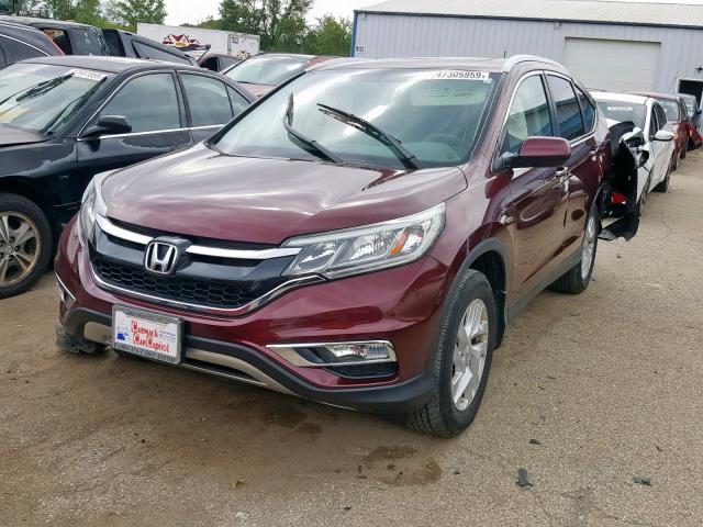 2HKRM4H70FH628558 - 2015 HONDA CR-V EXL MAROON photo 2