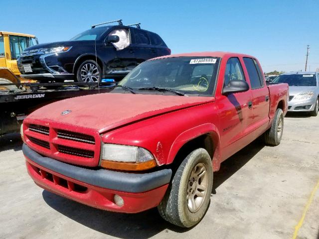 1B7HL38N82S617827 - 2002 DODGE DAKOTA QUA RED photo 2