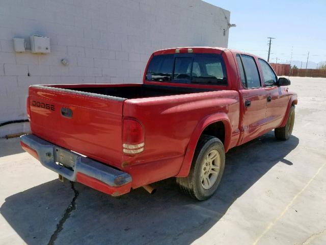 1B7HL38N82S617827 - 2002 DODGE DAKOTA QUA RED photo 4