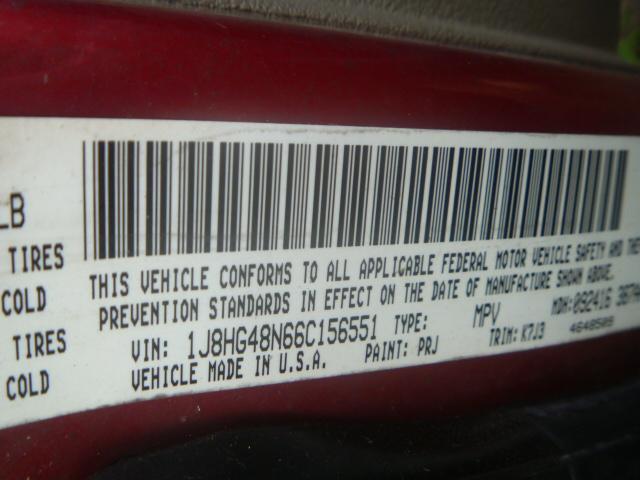 1J8HG48N66C156551 - 2006 JEEP COMMANDER Qırmızı foto 10