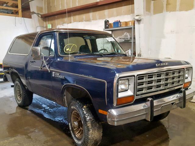 1B4GW12T0ES255461 - 1984 DODGE RAMCHARGER BLUE photo 1