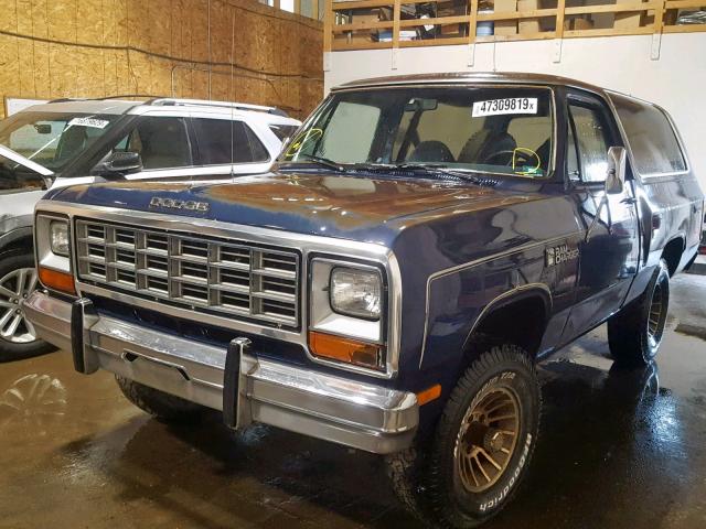 1B4GW12T0ES255461 - 1984 DODGE RAMCHARGER BLUE photo 2