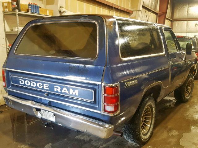 1B4GW12T0ES255461 - 1984 DODGE RAMCHARGER BLUE photo 4