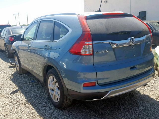 2HKRM4H79FH704018 - 2015 HONDA CR-V EXL BLUE photo 3