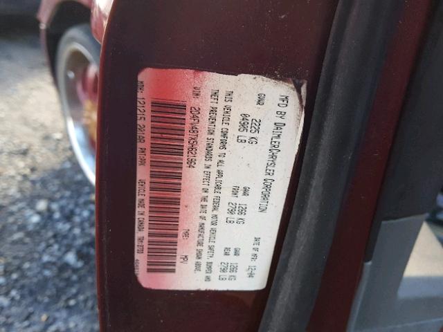 2D4FV48TX5H621964 - 2005 DODGE MAGNUM SE MAROON photo 10