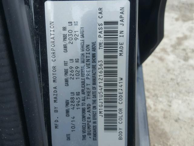 JM1GJ1U54F1216363 - 2015 MAZDA 6 SPORT BLACK photo 10