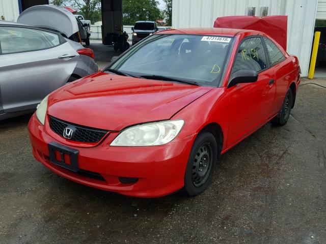 1HGEM221X5L076716 - 2005 HONDA CIVIC DX V RED photo 2