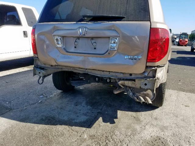 2HKYF18554H563268 - 2004 HONDA PILOT EXL TAN photo 9