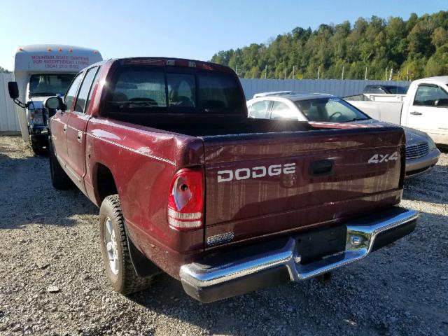 1B7HG48N72S539406 - 2002 DODGE DAKOTA QUA MAROON photo 3