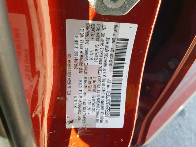 JM3TB28V090178661 - 2009 MAZDA CX-9 RED photo 10