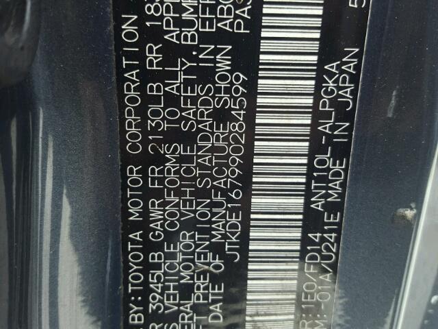 JTKDE167990284599 - 2009 TOYOTA SCION TC 灰色 照片 10