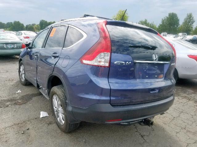 2HKRM4H74DH639303 - 2013 HONDA CR-V EXL BLUE photo 3