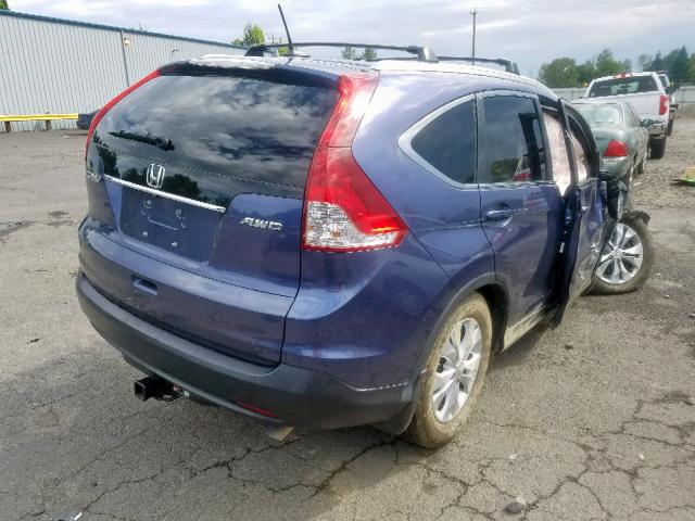 2HKRM4H74DH639303 - 2013 HONDA CR-V EXL BLUE photo 4