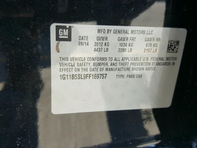 1G11B5SL9FF169757 - 2015 CHEVROLET MALIBU LS 黑色 照片 10