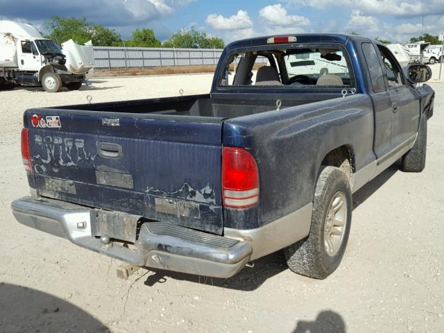 1B7GL22X91S158743 - 2001 DODGE DAKOTA BLUE photo 4