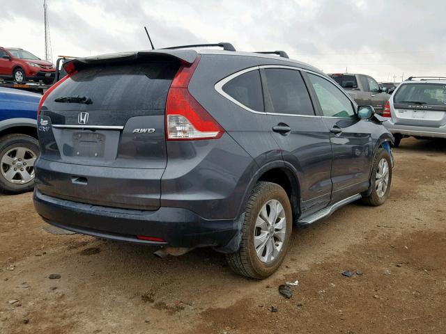 2HKRM4H7XDH664285 - 2013 HONDA CR-V EXL TEAL photo 4