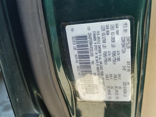 2B4GP25R4VR331249 - 1997 DODGE CARAVAN GREEN photo 10