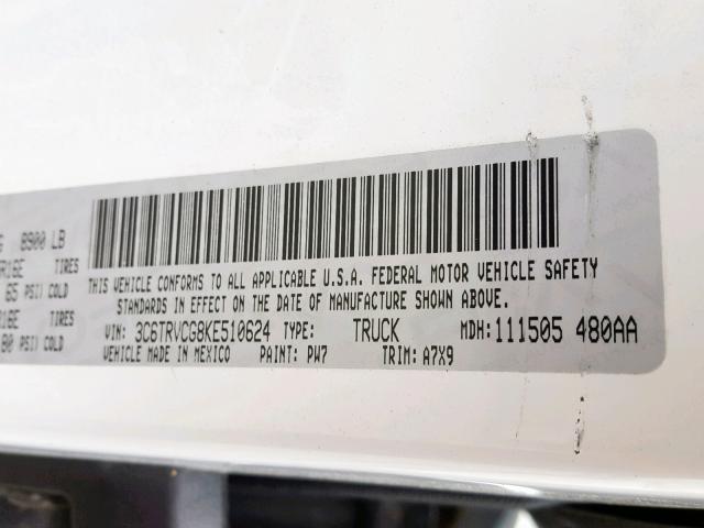 3C6TRVCG8KE510624 - 2019 RAM PROMASTER 白色 照片 10