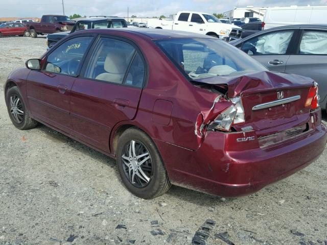 1HGES26742L070197 - 2002 HONDA CIVIC EX MAROON photo 3