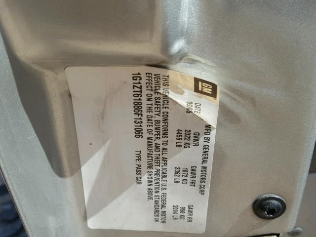 1G1ZT61886F131066 - 2006 CHEVROLET MALIBU MAX 银色 照片 10