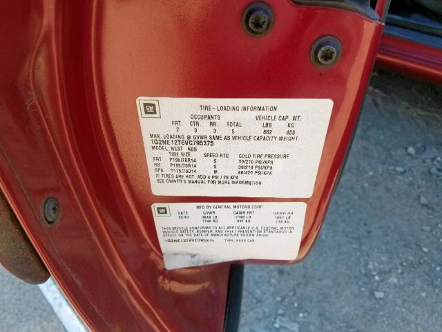 1G2NE12T6VC795375 - 1997 PONTIAC GRAND AM S BURGUNDY photo 10