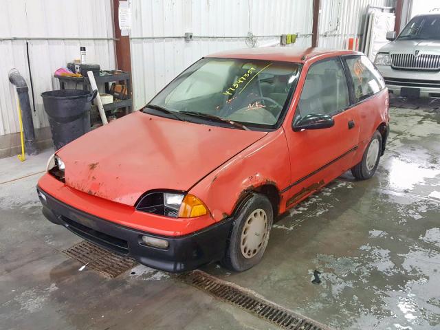 2C1MR2469P6762761 - 1993 GEO METRO RED photo 2