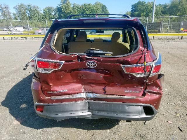 5TDJKRFH6FS183300 - 2015 TOYOTA HIGHLANDER BURGUNDY photo 9