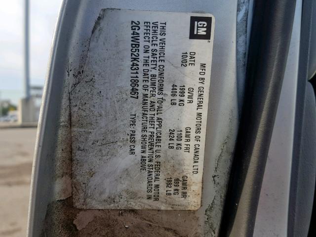 2G4WB52K431186467 - 2003 BUICK REGAL LS SILVER photo 10