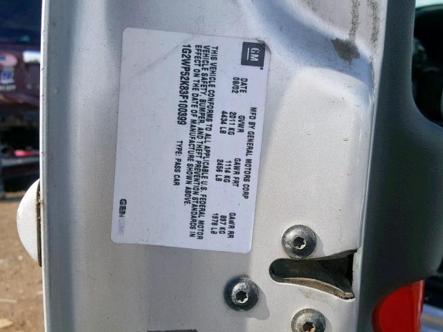 1G2WP52K83F100399 - 2003 PONTIAC GRAND PRIX GOLD photo 10