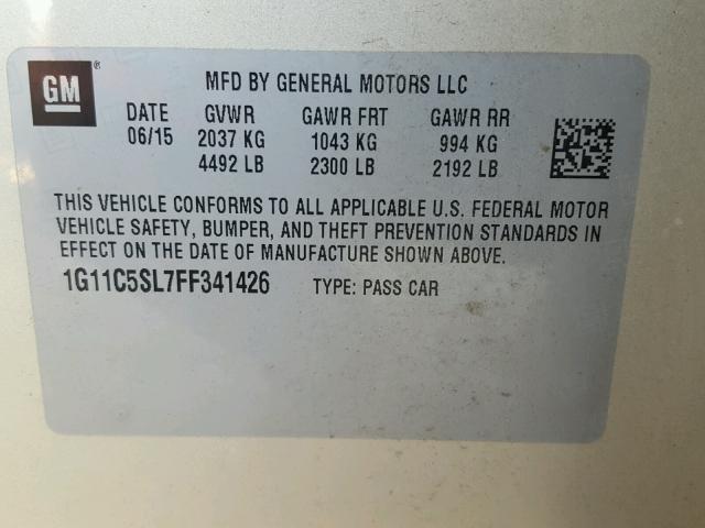 1G11C5SL7FF341426 - 2015 CHEVROLET MALIBU 1LT 金色 照片 10