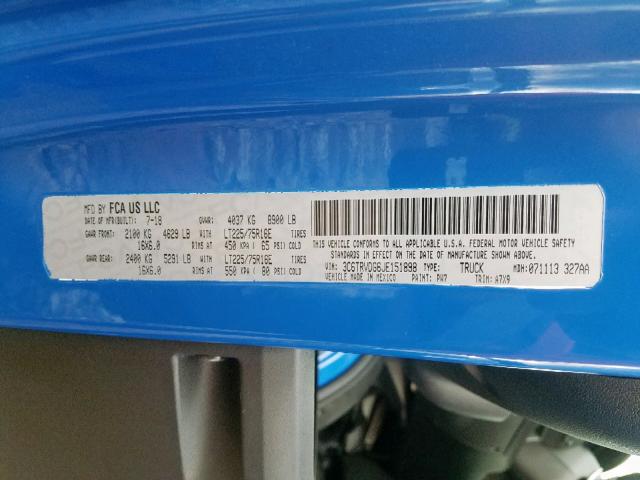 3C6TRVDG6JE151898 - 2018 RAM PROMASTER 蓝色 照片 10