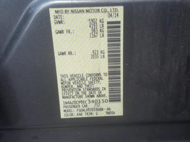 1N4AZ0CP9EC340150 - 2014 NISSAN LEAF S GRAY photo 10