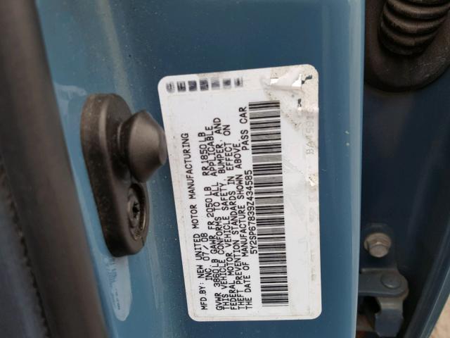 5Y2SP67839Z434585 - 2009 PONTIAC VIBE TEAL photo 10