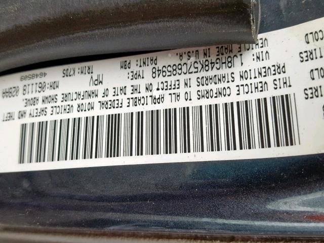 1J8HG48K57C685948 - 2007 JEEP COMMANDER 蓝色 照片 10