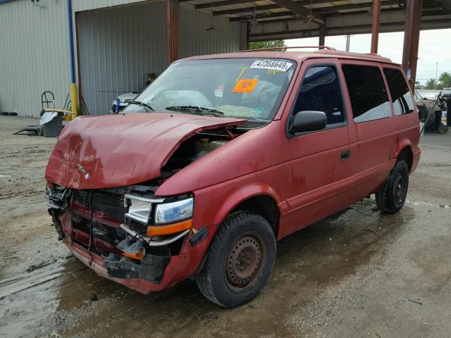 2P4GH2530SR308148 - 1995 PLYMOUTH VOYAGER BURGUNDY photo 2