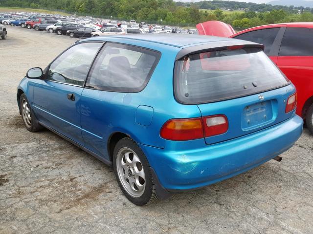 2HGEH2360NH530001 - 1992 HONDA CIVIC VX TURQUOISE photo 3