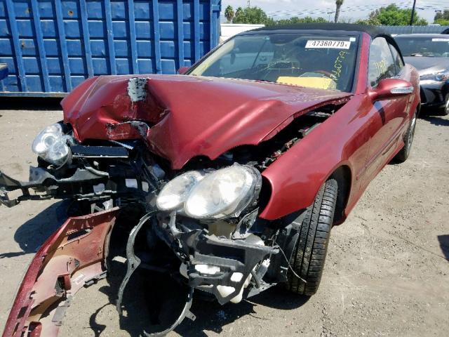 WDBTK72F77T078929 - 2007 MERCEDES-BENZ CLK 550 RED photo 2