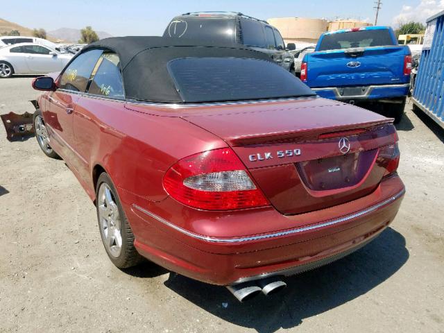 WDBTK72F77T078929 - 2007 MERCEDES-BENZ CLK 550 RED photo 3