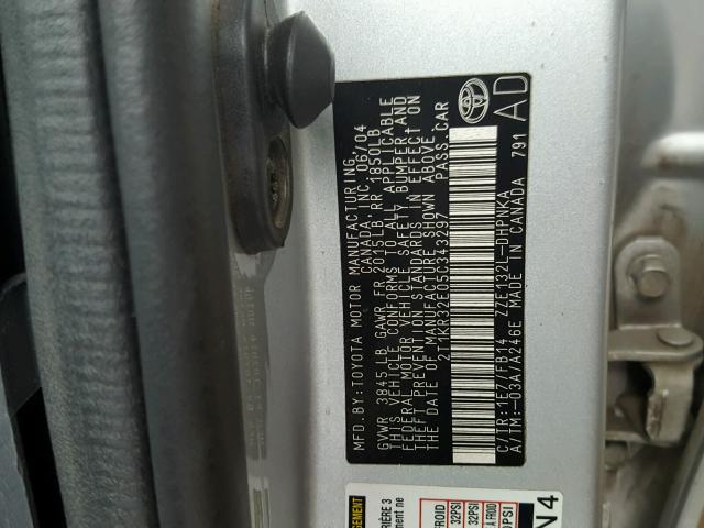 2T1KR32E05C343297 - 2005 TOYOTA MATRIX 银色 照片 10
