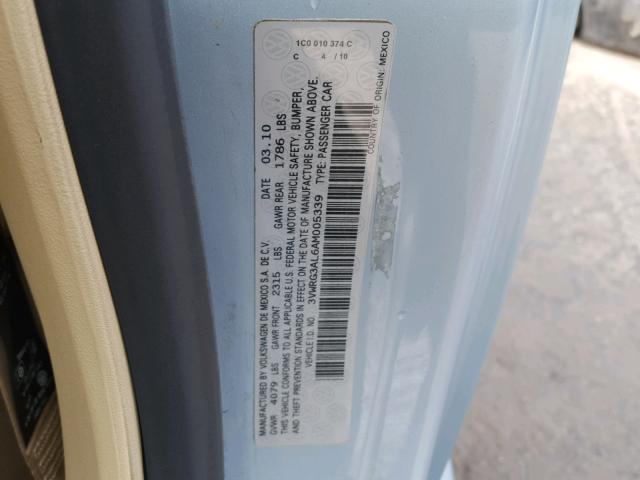 3VWRG3AL6AM005339 - 2010 VOLKSWAGEN NEW BEETLE Mavi foto 10