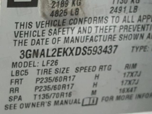 3GNAL2EKXDS593437 - 2013 CHEVROLET CAPTIVA LS 白色 照片 10